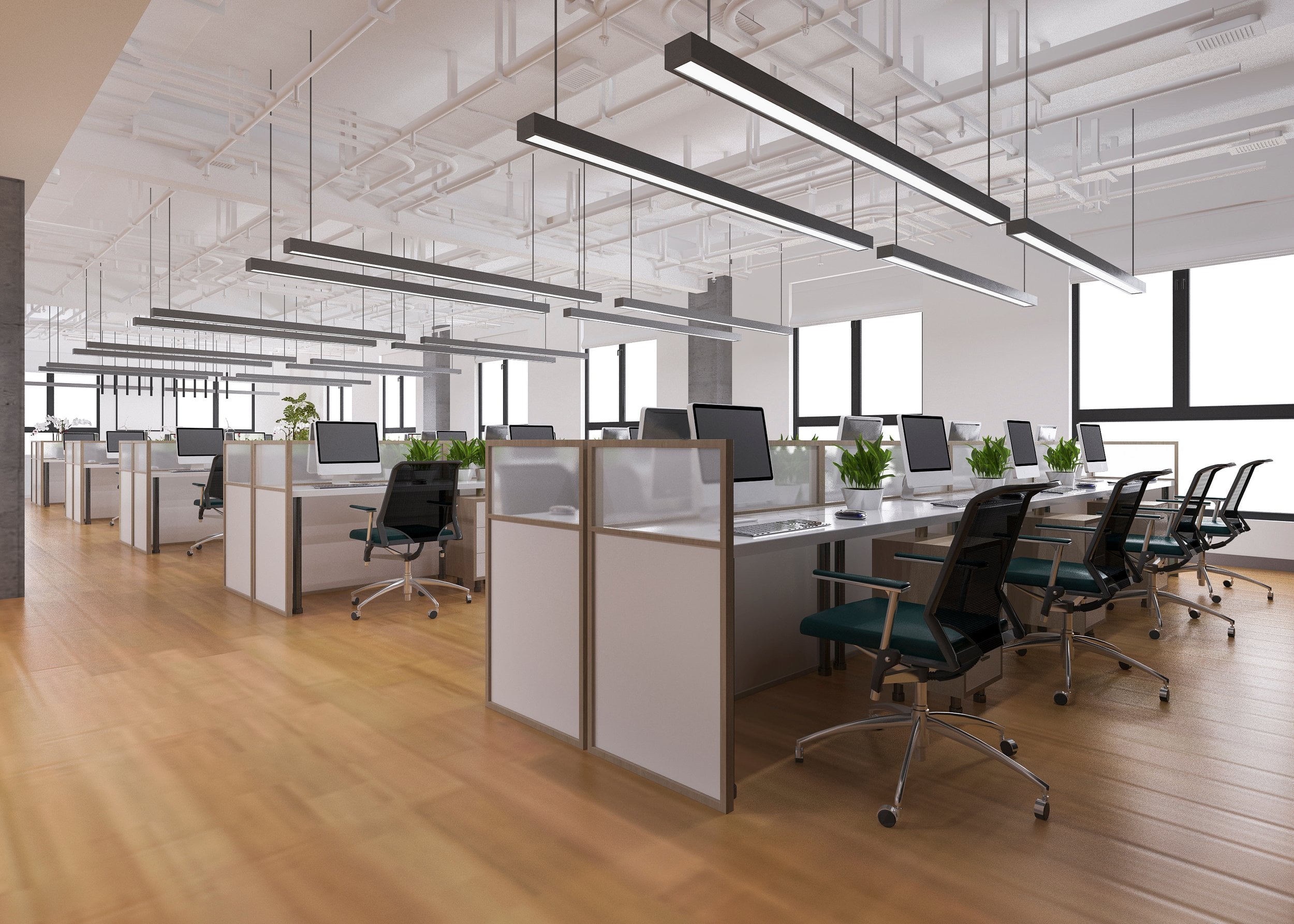 3d rendering business meeting and working room on office buildin